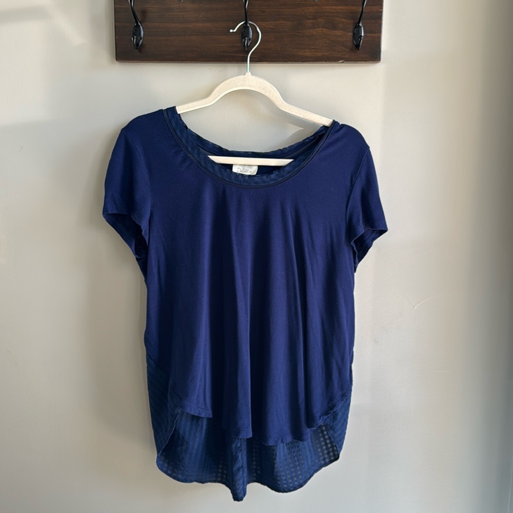 Deletta by Anthropologie Navy Top, Flowing Back Detail, Size M